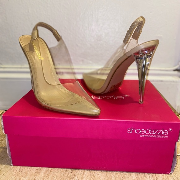 BRAND NEW CLEAR SLINGBACK PUMP HEELS - Picture 1 of 3